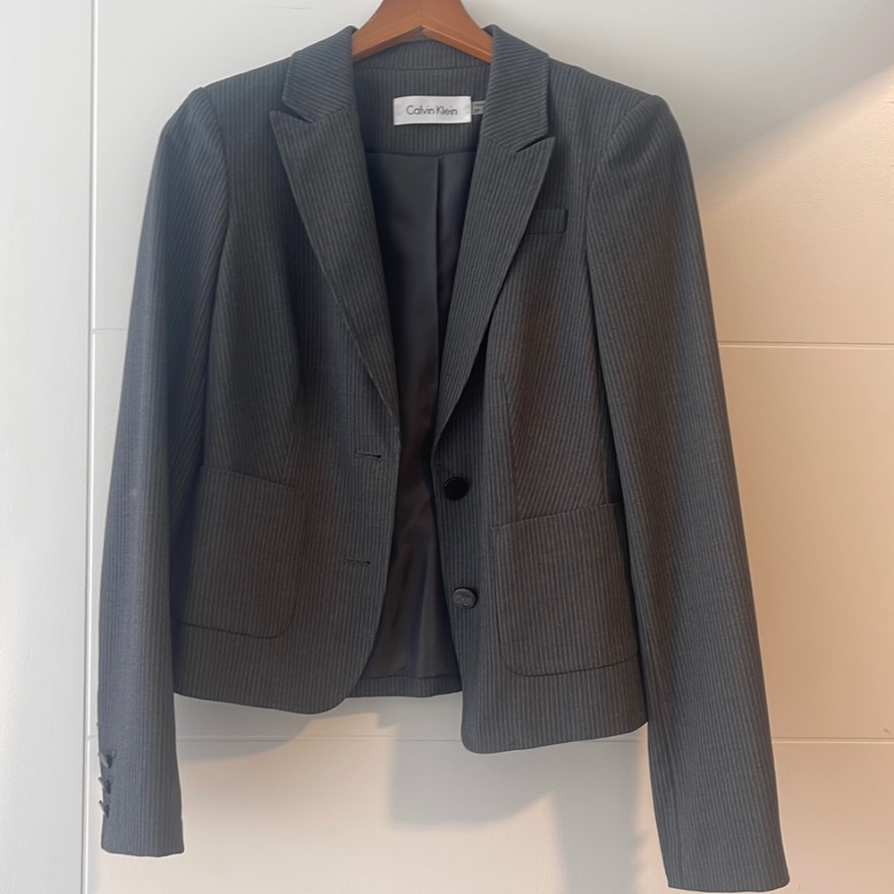 Calvin Klein Charcoal grey pinstripe blazer